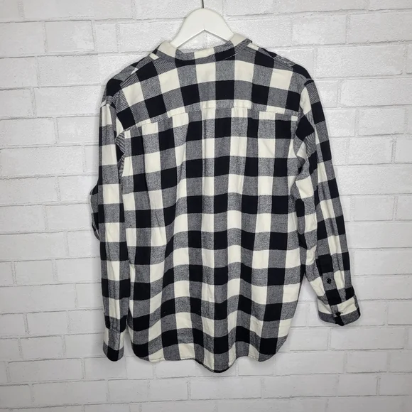 Madewell Black White Check Button Down Flannel Shirt - Picture 5 of 5
